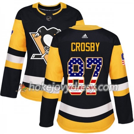 Dámské Hokejový Dres Pittsburgh Penguins Sidney Crosby 87 2017-2018 USA Flag Fashion Černá Adidas Authentic